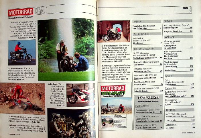 Inhaltsverzeichnis Motorrad 03/1985