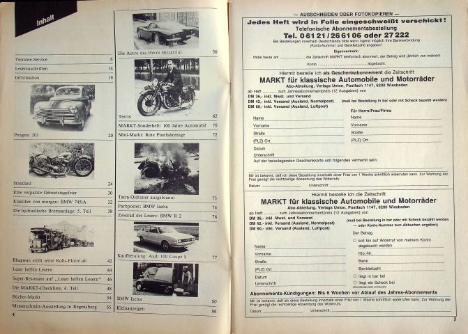 Inhaltsverzeichnis Oldtimer Markt 03/1986