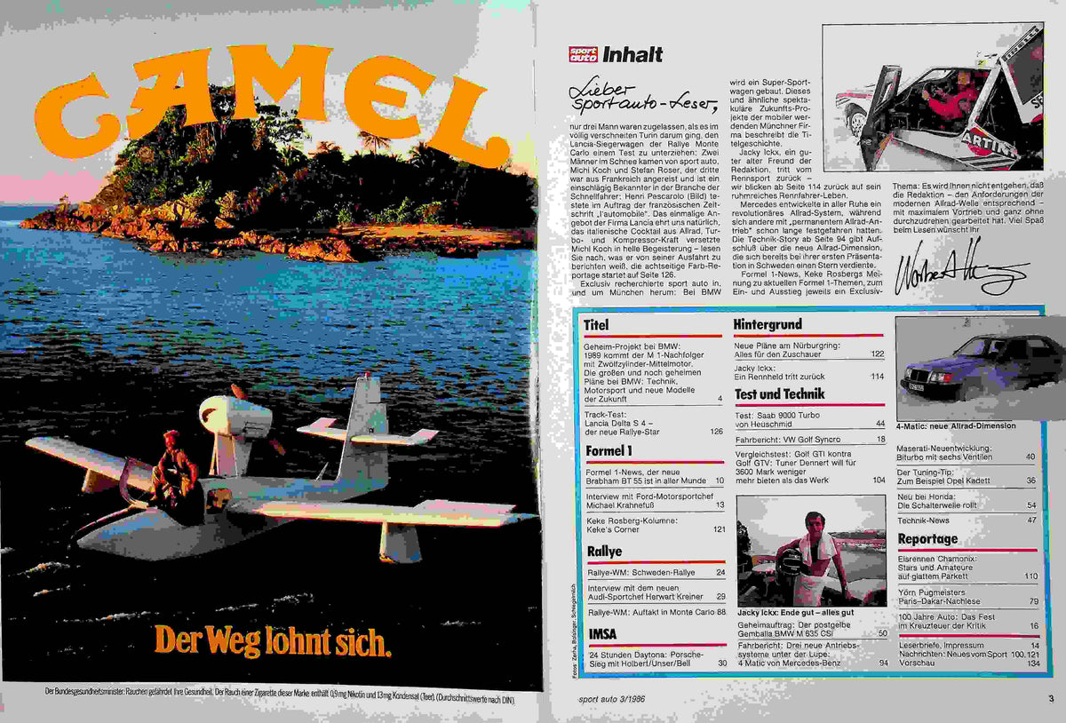 Inhaltsverzeichnis Sport Auto 03/1986