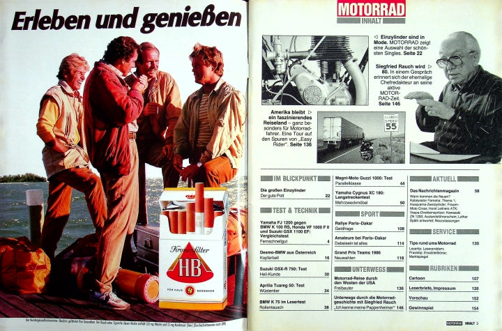 Inhaltsverzeichnis Motorrad 03/1986