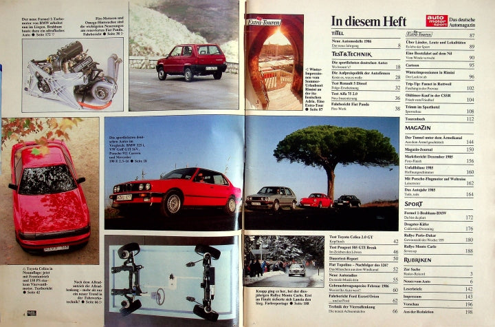 Inhaltsverzeichnis Auto Motor und Sport 03/1986