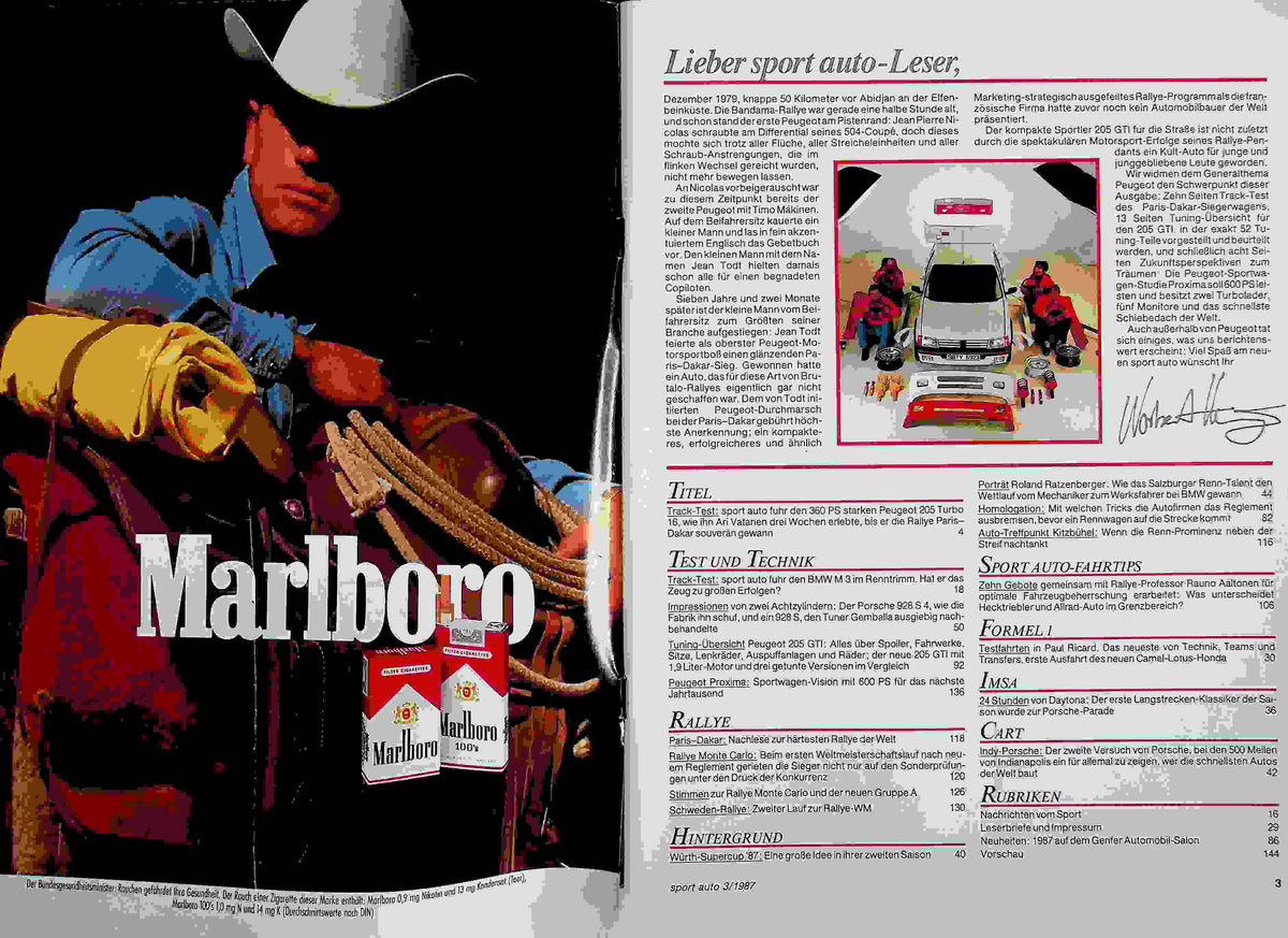 Inhaltsverzeichnis Sport Auto 03/1987