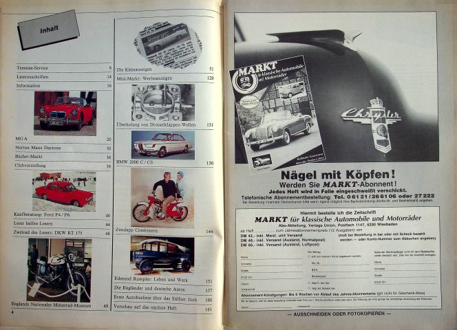 Inhaltsverzeichnis Oldtimer Markt 03/1987
