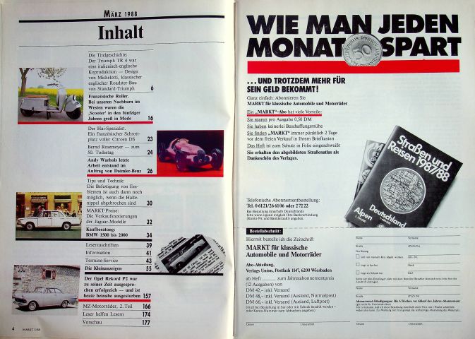 Inhaltsverzeichnis Oldtimer Markt 03/1988
