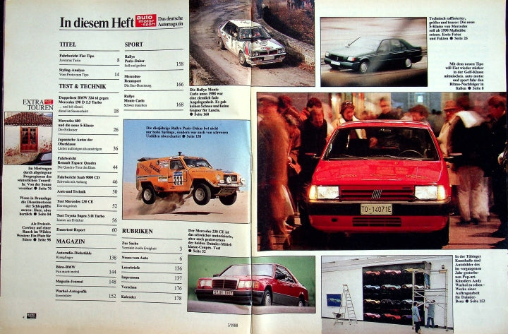 Inhaltsverzeichnis Auto Motor und Sport 03/1988