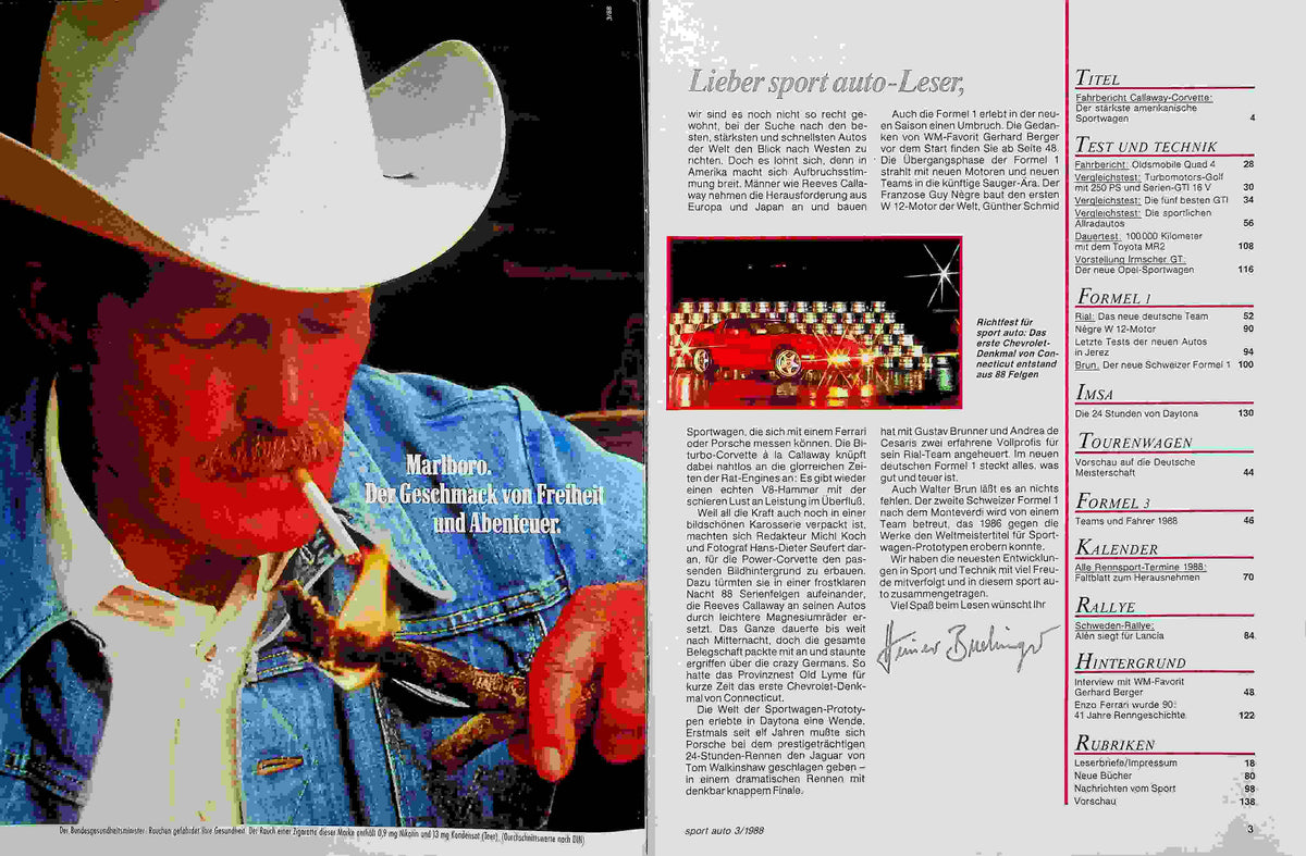 Inhaltsverzeichnis Sport Auto 03/1988