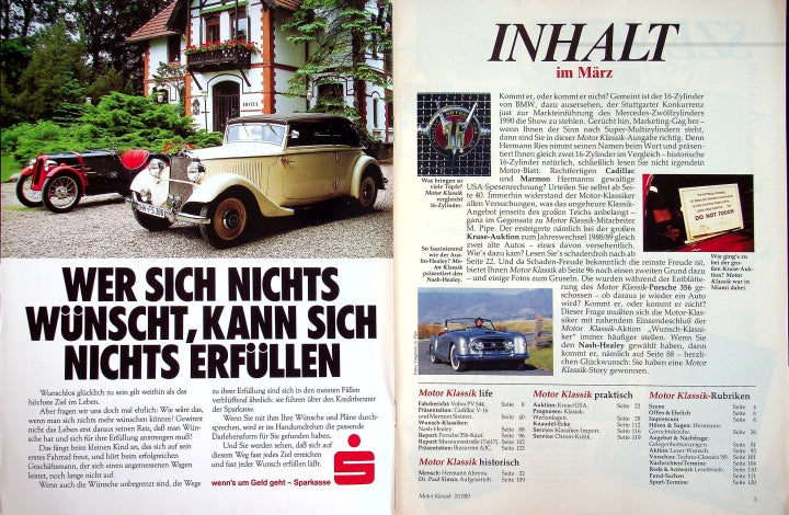 Inhaltsverzeichnis Motor Klassik 03/1989