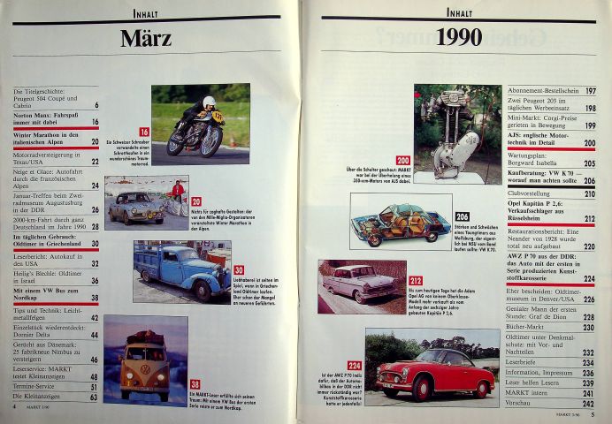 Inhaltsverzeichnis Oldtimer Markt 03/1990