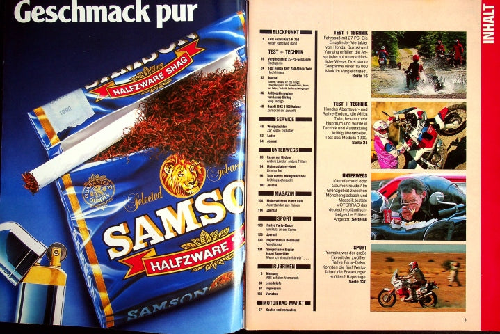 Inhaltsverzeichnis Motorrad 03/1990