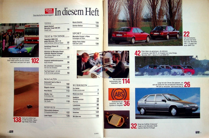 Inhaltsverzeichnis Auto Motor und Sport 03/1991