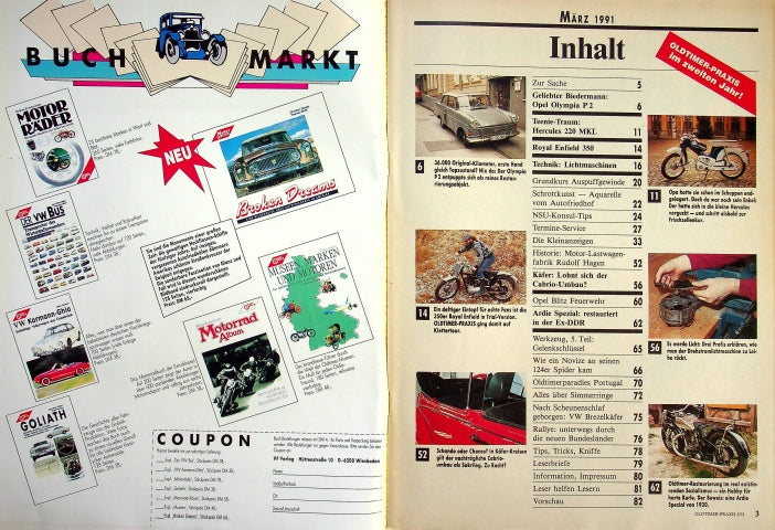Inhaltsverzeichnis Oldtimer Praxis 03/1991