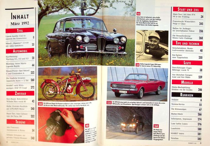 Inhaltsverzeichnis Oldtimer Markt 03/1992
