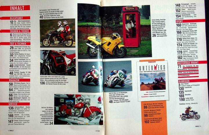 Inhaltsverzeichnis Motorrad 03/1993