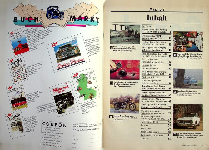Inhaltsverzeichnis Oldtimer Praxis 03/1993