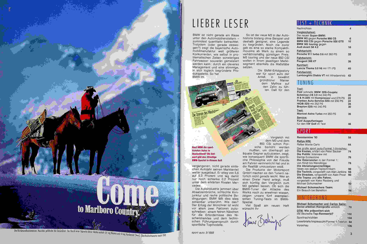 Inhaltsverzeichnis Sport Auto 03/1993