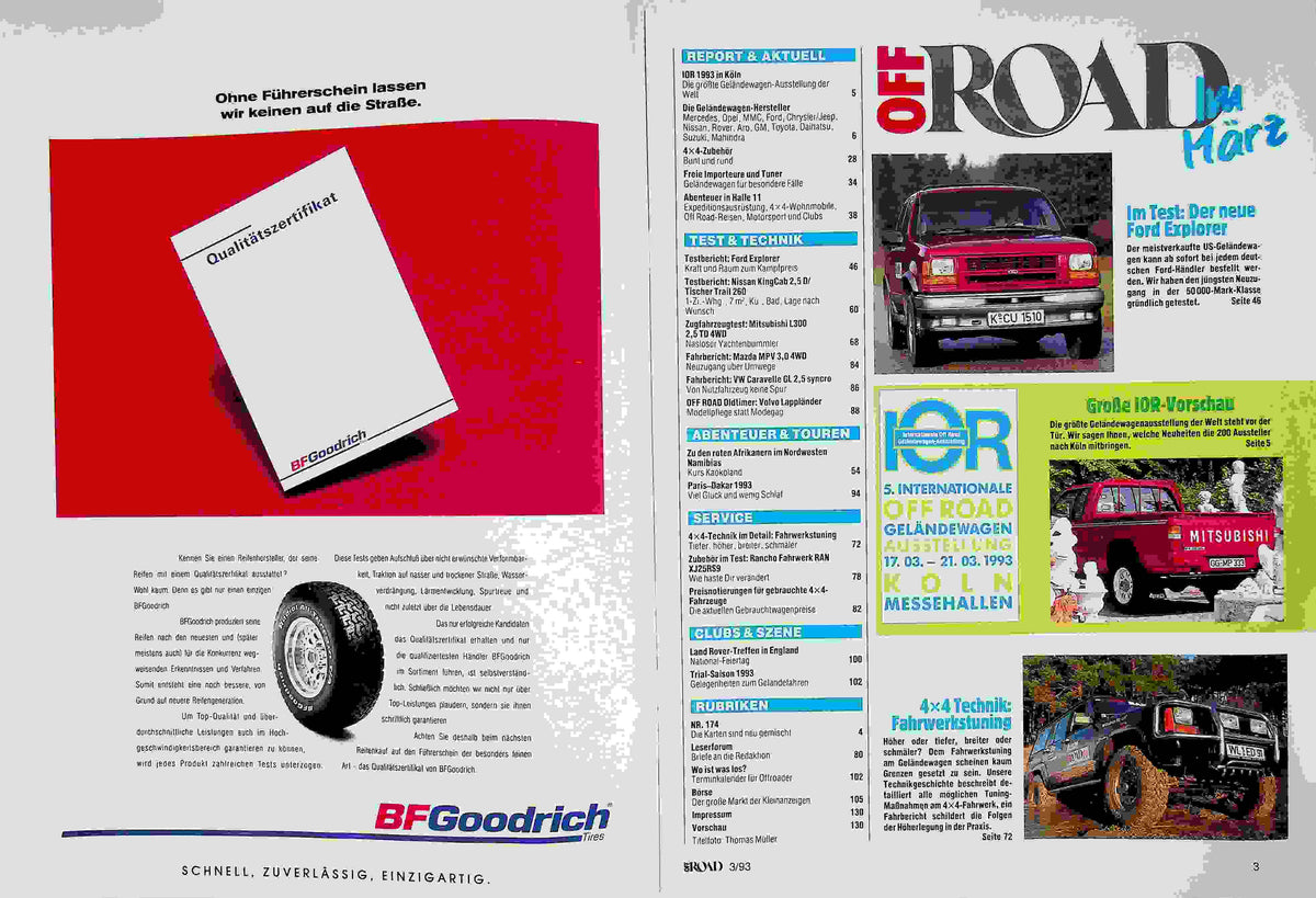 Inhaltsverzeichnis Offroad 03/1993