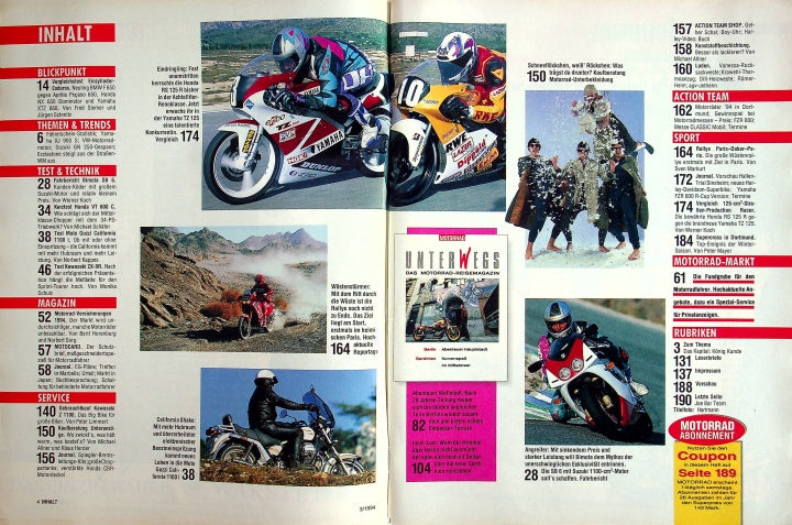 Inhaltsverzeichnis Motorrad 03/1994