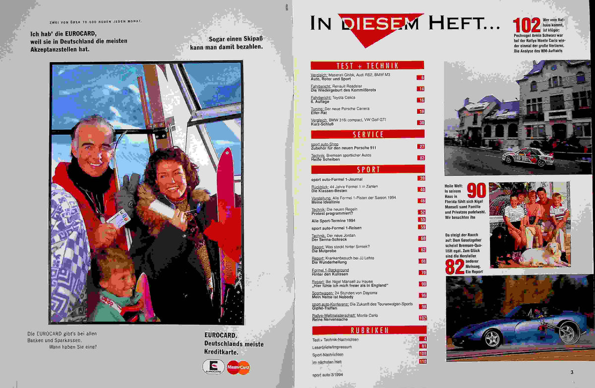 Inhaltsverzeichnis Sport Auto 03/1994