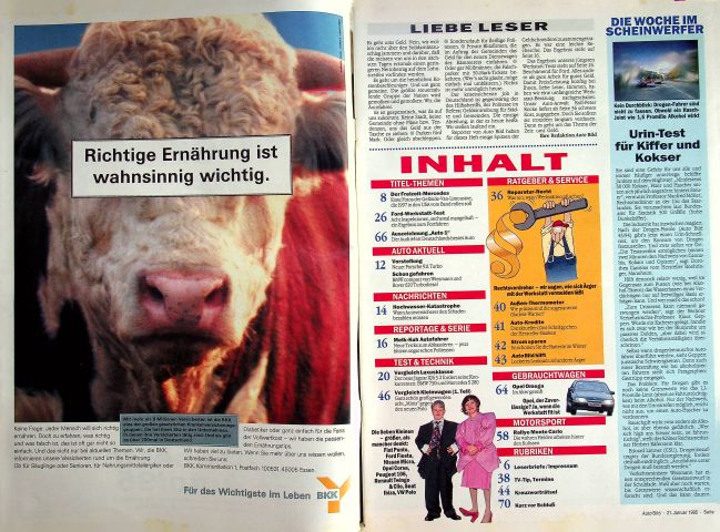 Inhaltsverzeichnis Auto Bild 03/1995