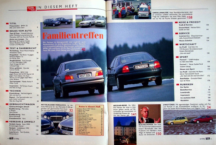 Inhaltsverzeichnis Auto Motor und Sport 03/1996