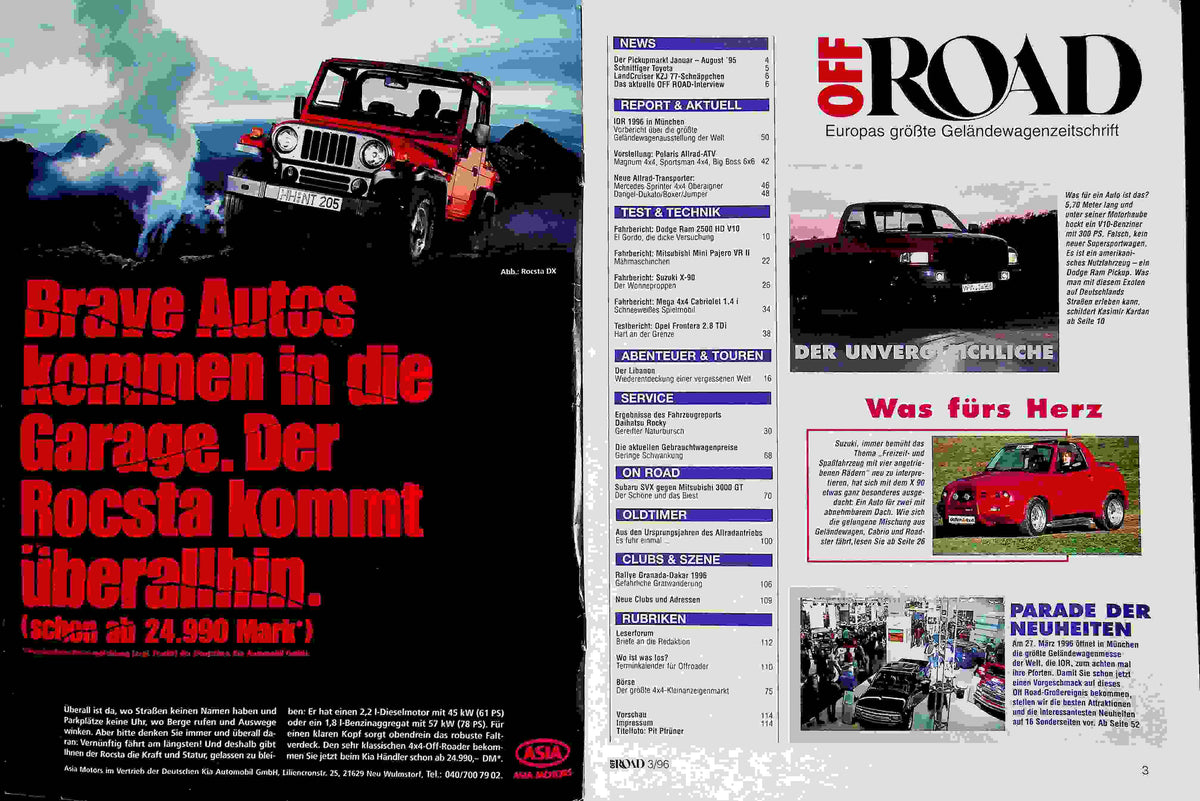 Inhaltsverzeichnis Offroad 03/1996