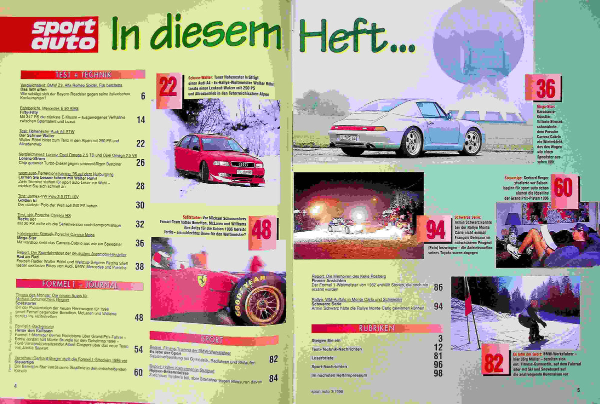 Inhaltsverzeichnis Sport Auto 03/1996