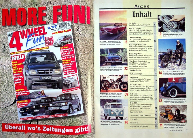 Inhaltsverzeichnis Oldtimer Praxis 03/1997