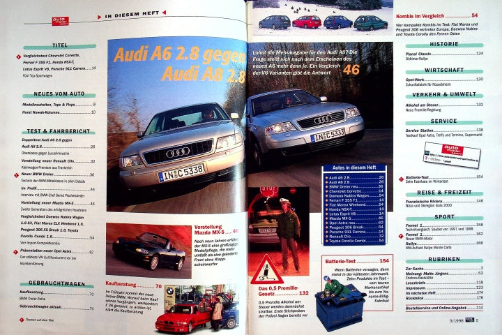 Inhaltsverzeichnis Auto Motor und Sport 03/1998