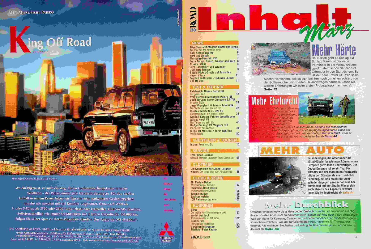 Inhaltsverzeichnis Offroad 03/1998