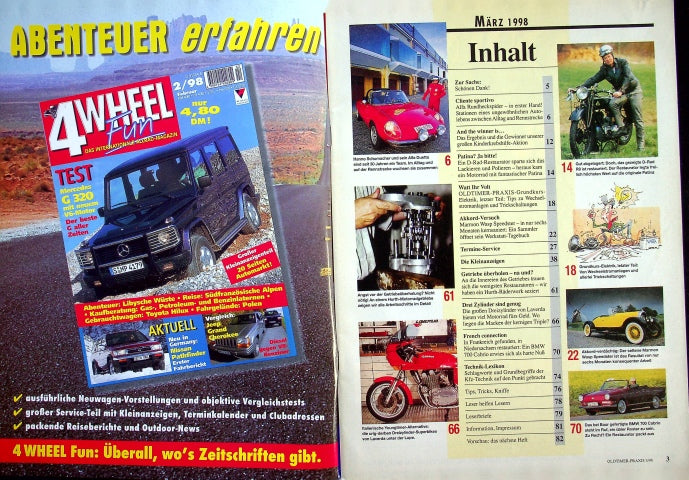 Inhaltsverzeichnis Oldtimer Praxis 03/1998