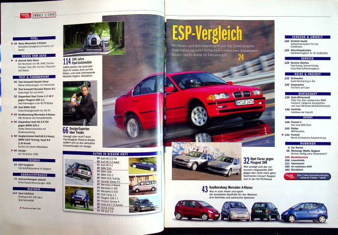 Inhaltsverzeichnis Auto Motor und Sport 03/1999