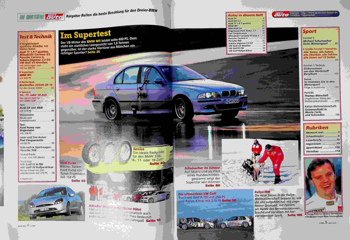 Inhaltsverzeichnis Sport Auto 03/1999