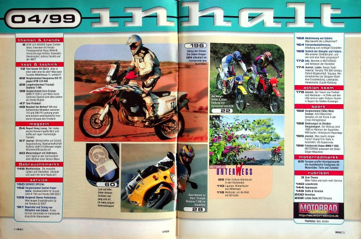 Inhaltsverzeichnis Motorrad 03/1999