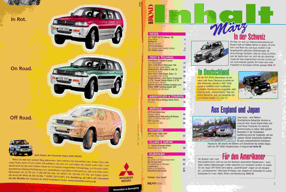 Inhaltsverzeichnis Offroad 03/1999