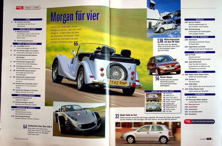 Inhaltsverzeichnis Auto Motor und Sport 03/2000