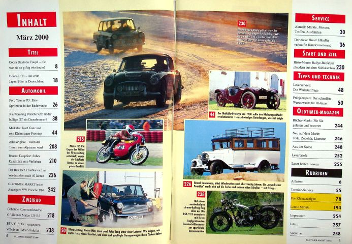 Inhaltsverzeichnis Oldtimer Markt 03/2000