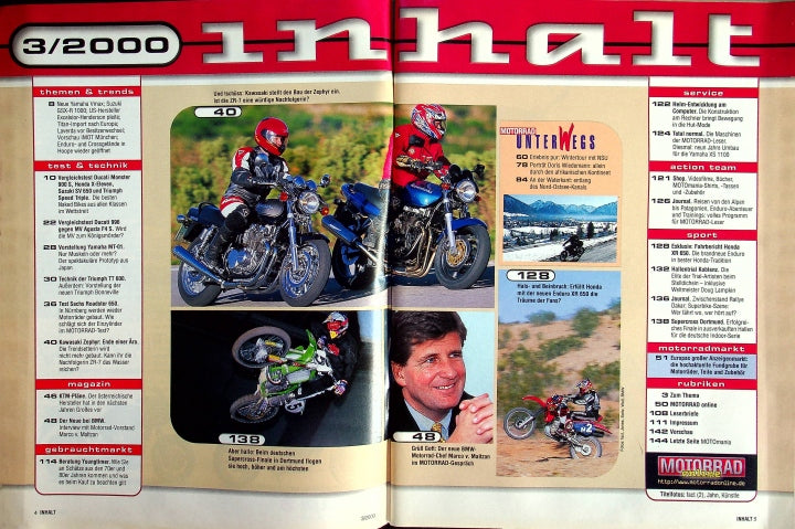 Inhaltsverzeichnis Motorrad 03/2000