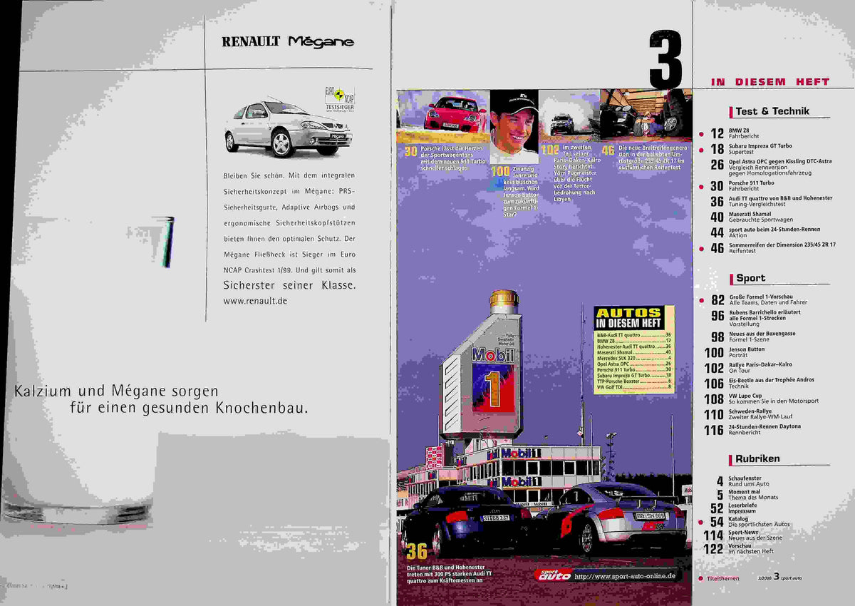 Inhaltsverzeichnis Sport Auto 03/2000