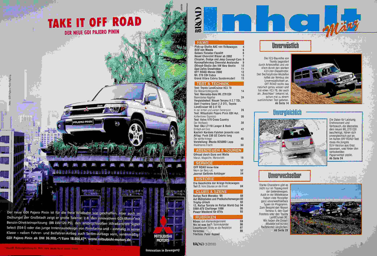 Inhaltsverzeichnis Offroad 03/2000