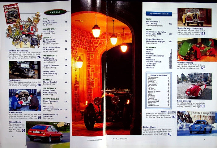 Inhaltsverzeichnis Motor Klassik 03/2000