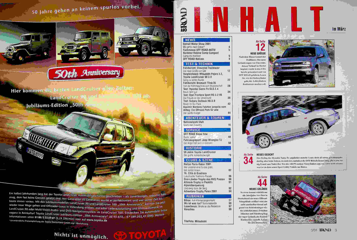 Inhaltsverzeichnis Offroad 03/2001