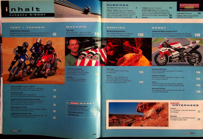 Inhaltsverzeichnis Motorrad 03/2001