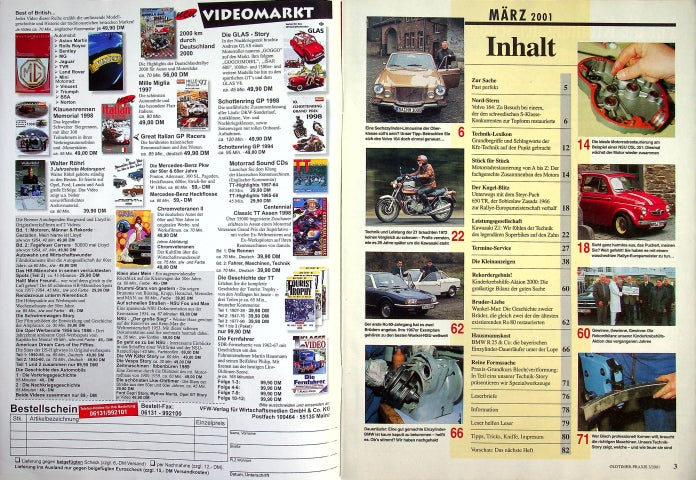 Inhaltsverzeichnis Oldtimer Praxis 03/2001