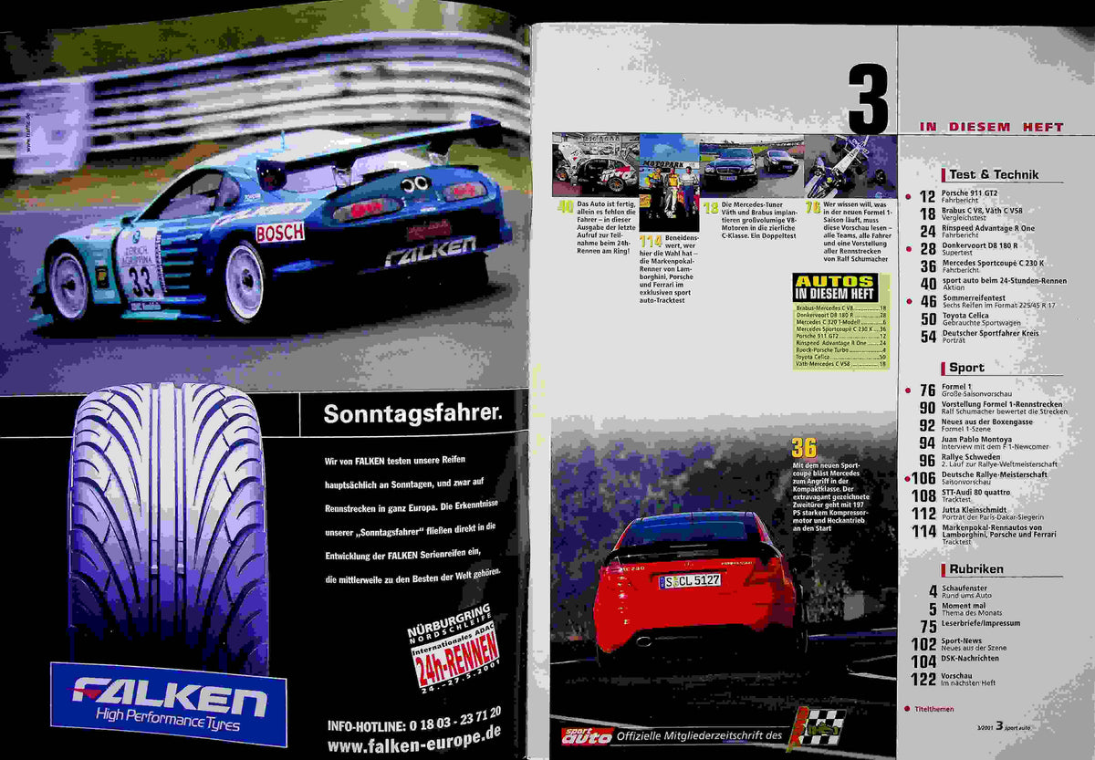 Inhaltsverzeichnis Sport Auto 03/2001