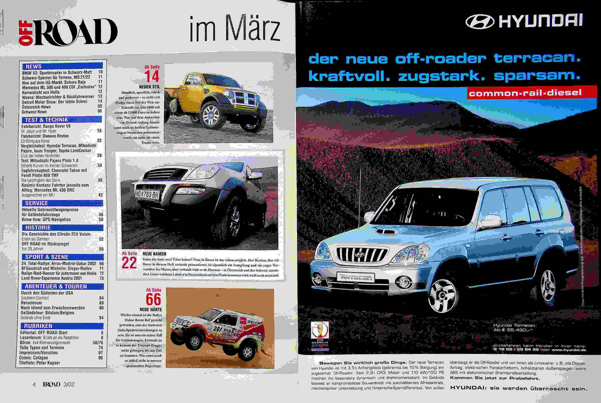Inhaltsverzeichnis Offroad 03/2002