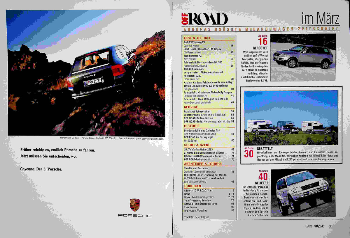 Inhaltsverzeichnis Offroad 03/2003