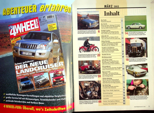 Inhaltsverzeichnis Oldtimer Praxis 03/2003