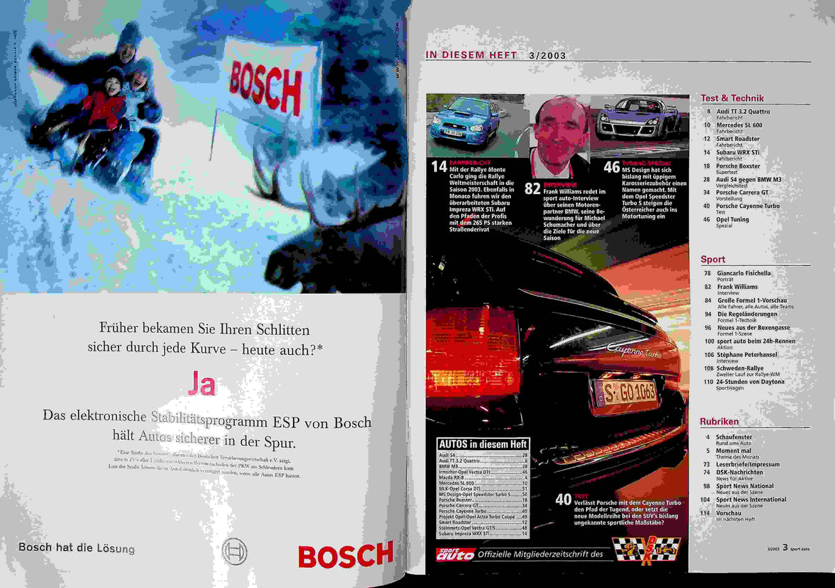 Inhaltsverzeichnis Sport Auto 03/2003