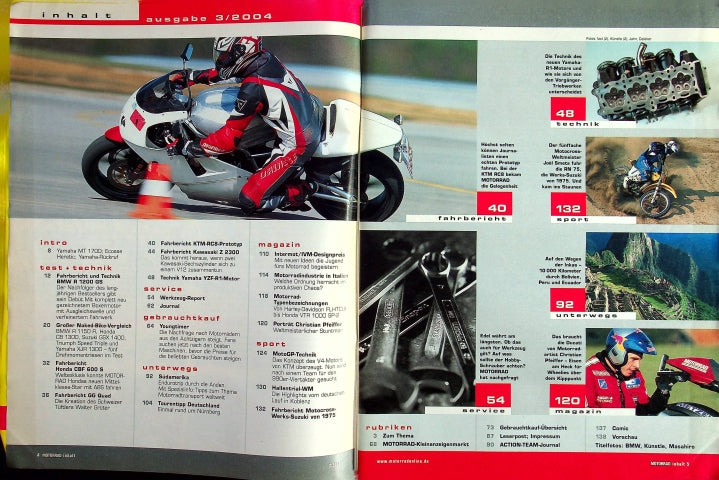 Inhaltsverzeichnis Motorrad 03/2004