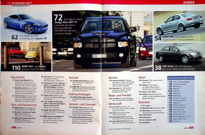 Inhaltsverzeichnis Auto Motor und Sport 03/2005